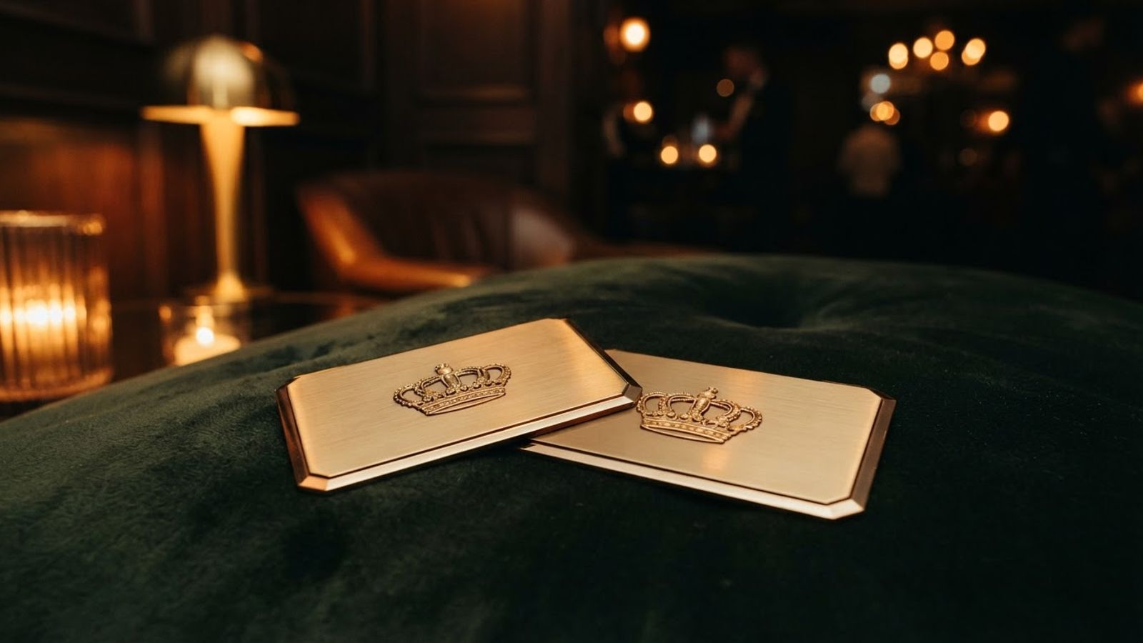 Tapis vintage luxueux avec cartes d'accès VIP dorées